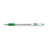 RSVP Ballpt Pen,Stick,FinePt,0.7mm,Rbbr Grp,Rflbl Oil-Based Grn Ink,Clr Brl,Clp PENBK90D