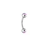 Eyebrow Ring Surgical Steel with Pink Jewels
