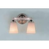 Murray Feiss Two-Light Paris Moderne Collection Vanity Strip, Brushed Steel with White Opal Etch Glass Shades # VS9402-BS