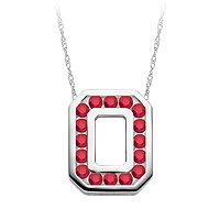 Created Ruby Ohio State Buckeye Pendant in Sterling Silver