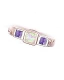 Morningflower White Opal & Tanzanite Three Stone Ring