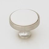 Jeffrey Alexander Conover Solid Brass Knob w/ Porcelain 1-1/4, Polished Chrome w/ White