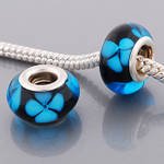Blue and Black Glass Charm Bead for Pandora/Troll/Chamilia Style Charm Bracelet