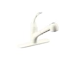 KOHLER K-15160-L-96 Coralais Single Control Pullout Spray Kitchen Sink Faucet, Biscuit