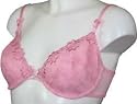 Embroidered Mesh Padded Plunge Bra Pink