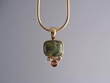 Rhyolite, amber and gold necklace Sierra Jewelry