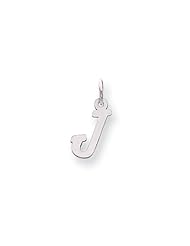 14k White Gold Small Script Initial J Charm