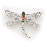 Sterling Silver Multi-color CZ (Cubic Zirconia) Dragonfly Pin
