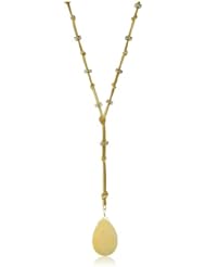 Ettika "Leather" Yellow Jade Pendant Necklace on Tan Necklace Gold Rondell