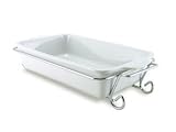 Mayfair & Jackson Rectangular White Porcelain Casserole Dish with Elegant Serving Rack