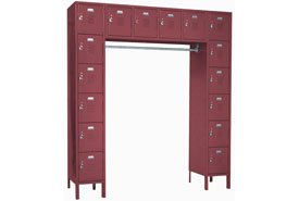 Penco Locker 16 Person 72x18x72 16 Doors Assembled Burgundy