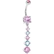 Light Blue Pink Gemstone Dangle Belly Ring