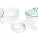 NEW COOKWARE FRENCH WHITE 6-PIECE SET USE IN OVEN MICROWAVE REFRIGERATOR AN ....