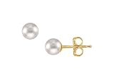 Akoya Cultured Pearl Stud Earrings : 14K Yellow Gold 5 MM