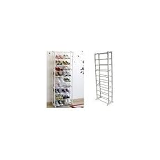 WHITE 10 TIER SHOE RACK/ ORGANIZER FOR 30 PAIR SHOES