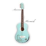 Luna Aurora Mermaid Mini Acoustic Guitar, Aqua