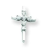 14k White Gold Diamond Cross Pendant