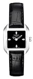 TISSOT Watch:Tissot , Ladies , Square Black Dial , Black Leather Band , Watch # T02122551