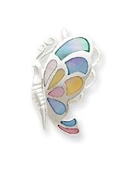 Sterling Silver Multicolored Shell Butterfly Pendant