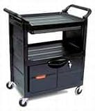 Utility cart with Locking Doors, Polypropylene, 33-5/8wx18-5/8dx37-3/4h, Black