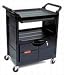 Utility cart with Locking Doors, Polypropylene, 33-5/8wx18-5/8dx37-3/4h, Black