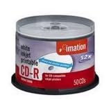 IMATION CD-R MEDIA 52X 700MB 80MIN SILVER INKJET PRINTABLE HUB W/SPINDLE 50-PK (Retail)