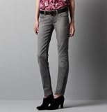 Ann Taylor Loft Women's Textured Gray Wash Petite Textured Gray Wash Modern Skinny Zip Jeans