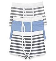 3 Pack Autograph Pure Cotton Striped Trunks