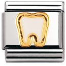 NOMINATION Italian Charm in stainless steel, enamel and 18k gold (Tooth)