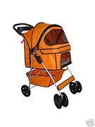 Classic Orange 4 Wheel Pet Stroller