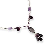 Sterling Silver Amethyst/Prehnite/Lavender & Green Quartz Necklace - 16 Inch