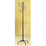 Kitchen & Housewares : Black Metal Coat Tree with 8 Hooks (Black) (70'H x 19'W x 19'D)