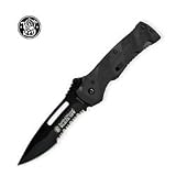 Smith & Wesson SWBLOP2BS Black Ops. 2 Assisted Open Knife, Coated 40% Serrated Stainless Steel Blade, Black