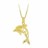 Vermeil (24k Gold over Sterling Silver) Filigree Dolphin Pendant