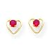 14k 3mm Ruby BirthStone Heart Earrings