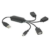 USB Squid, 3-Port Hub With Mini 5-Pin Male, Black