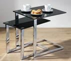 Premier Housewares - Tables gigognes - Plateau en verre noir / pieds chrom&eacute;s - Lot de 2 - 50 x 45 x 51 cm (Import Grande Bretagne)
