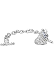 Clevereves Sterling Silver Flat Back Cz Hersheys Kiss Charm Bracelet