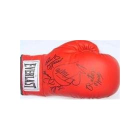 Middleweight Champions autographed Boxing Glove. Signed by: Marvelous Marvin Hagler, Vito Antuofermo, Gene Fullmer, Carmen Basilio & Emile Griffith