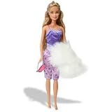 J4174 Barbie Fashion Fever PJ Collection: Purple PJ Camisole & a light purple print PJ Bottoms & a White Fuzzy Pillow