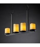 Justice Design CNDL-8778-14-AMBR-DBRZ Dakota 4-Light Bar Chandelier