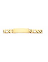 14K Gold Hand-polished Figaro Link ID Bracelet 8.5 Inches