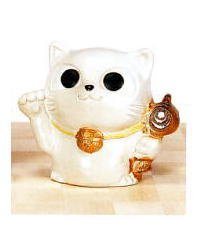 信楽焼　まねき　ねこ　（白）　5号