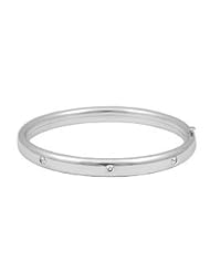 5 1/4 In Childrens Sterling Silver Three Diamonds Bangle Bracelet