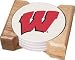 University of Wisconsin Red W Four 4 Absorbent Coaster Gift Set With Wooden Holder