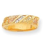 10k Tri-color Black Hills Gold Ladies .06ct. Diamond Wedding Band Ring - Size 6 - JewelryWeb