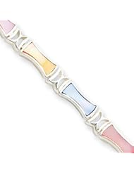 Sterling Silver Multi-color Mother of Pearl Bracelet QH1006-7.75"