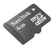 SanDisk 4GB MicroSDHC Card with SD Adpater (Retail Package)