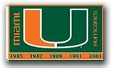 Miami Hurricanes Premium Two Sided 3x5 Flag