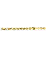 14K Yellow Gold 4.0mm wide Diamond Cut Cable Link Chain with Lobster Clasp